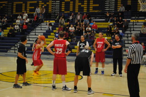 Senator Howie Morales gets ready to sink one of his many free-throws at Wednesday night's Hoops for Hope Game. 