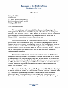 Congresswoman Lujan Grisham's Survivor's Benifits Letter
