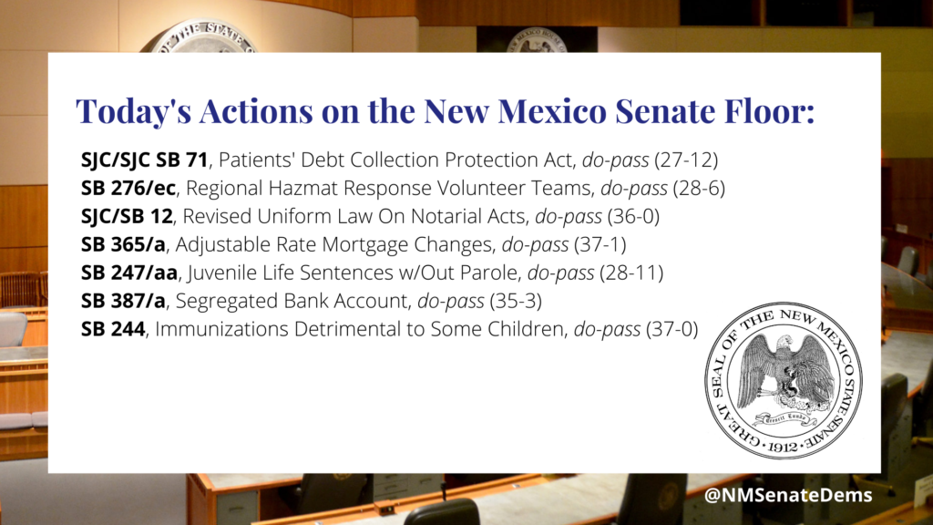 New Mexico Senate Floor Actions for Wednesday, March 10, 2021. 